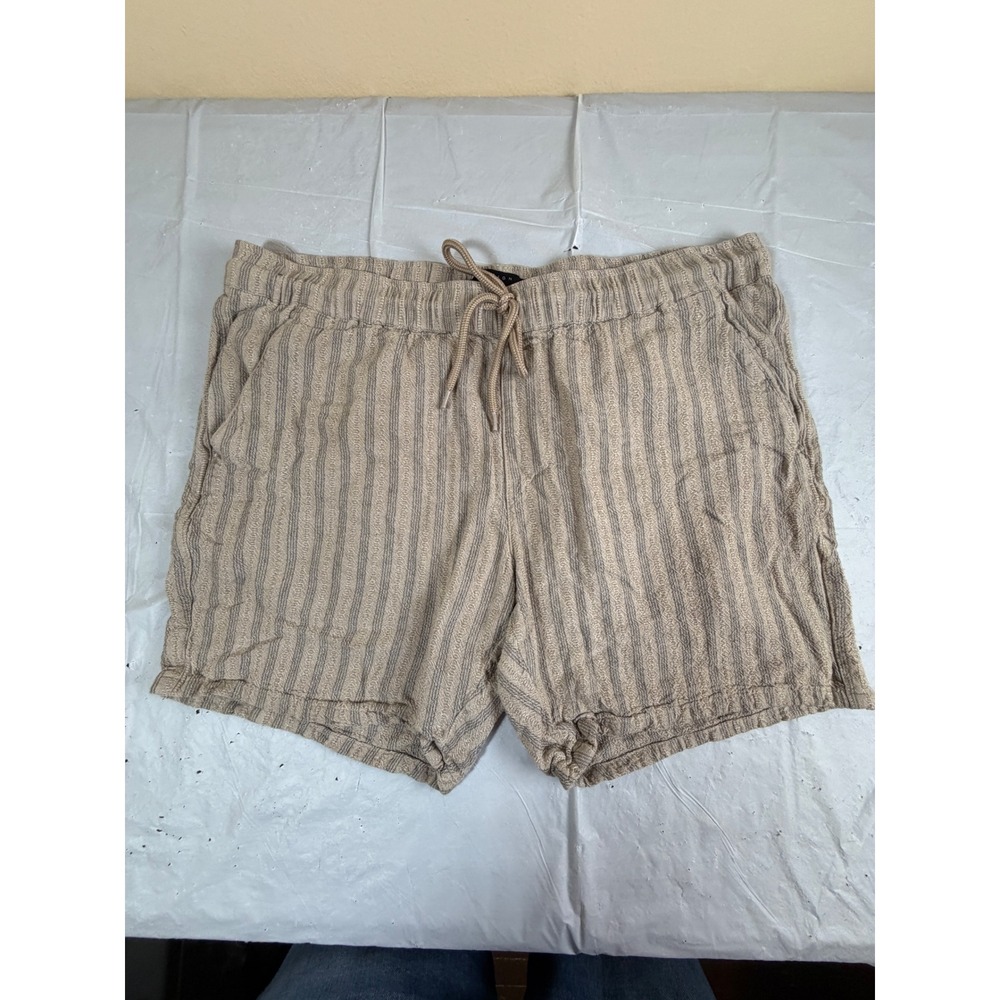 ASOS DESIGN Womens XL Striped Shorts Beige Grey Elastic Waist Drawstring Casual